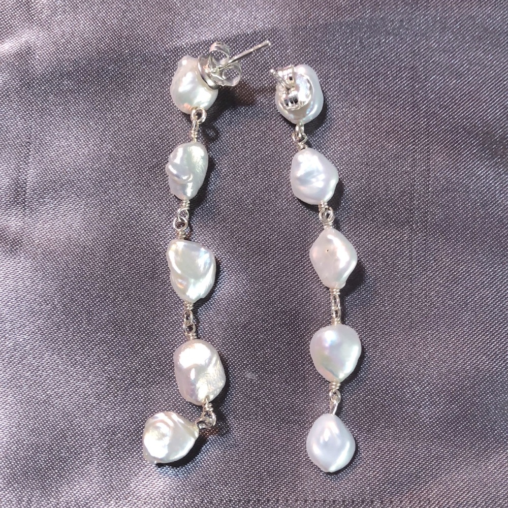 New. Silpada earrings. Sterling silver pearl drop.